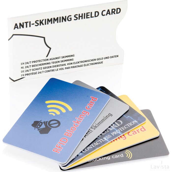 Anti-skimming beschermkaart met actieve stoorzender chip wit
