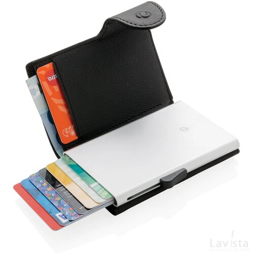 C-Secure aluminium RFID kaarthouder & portemonnee zwart, zilver