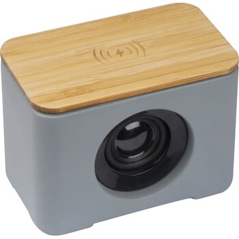 Bluetooth luidspreker met draadloze oplader uit Limestone cement grijs silvergrey zilvergrijs