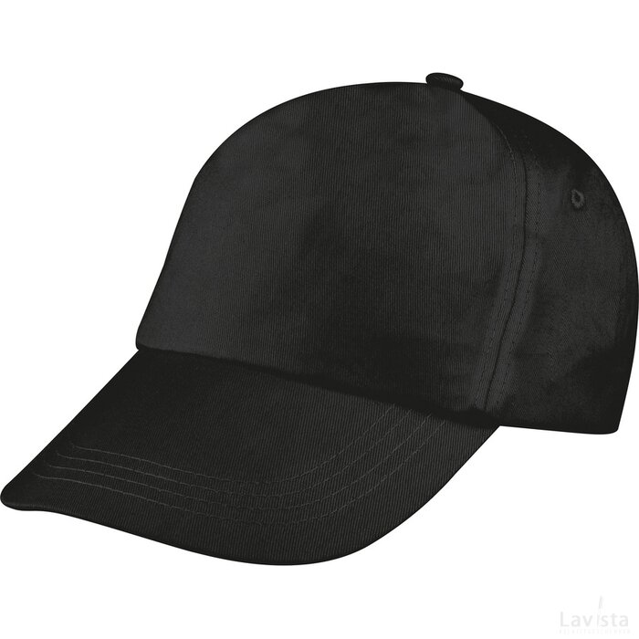 AZO-vrij katoenen baseball-cap, 5 panels zwart