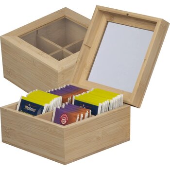 Theebox voor 40 theezakjes beige