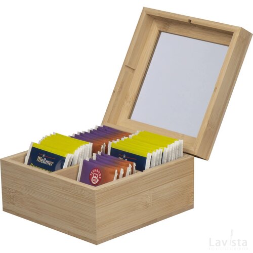 Theebox voor 40 theezakjes beige