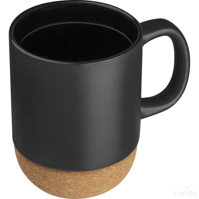 Koffie kopje van keramiek met kurk zwart