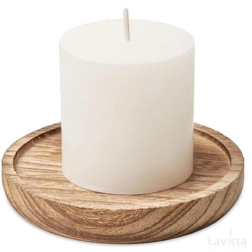 Kaars met ronde houten basis Pentas hout