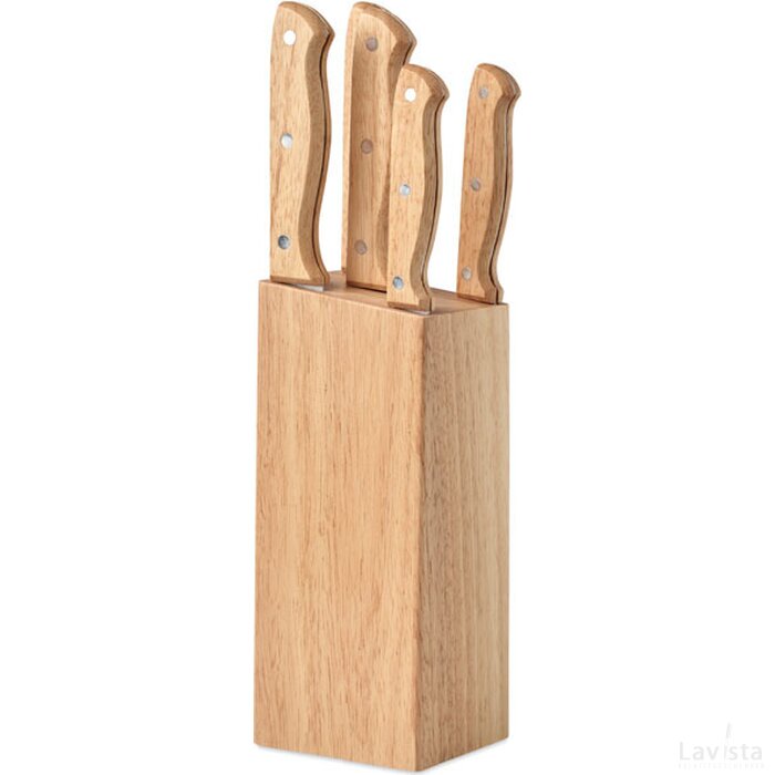 5-delige messenset in blok Gourmet hout