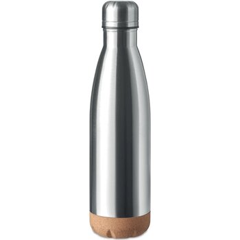 Dubbelwandige fles 500 ml Aspen cork mat zilver