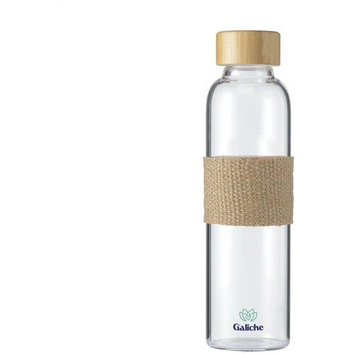 Slanke glazen waterfles met jute sleeve