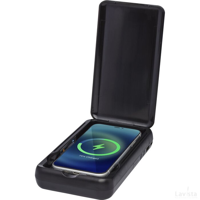 Nucleus UV-C sterilisatie box voor smartphones met 10.000 mAh draadloze powerbank Zwart