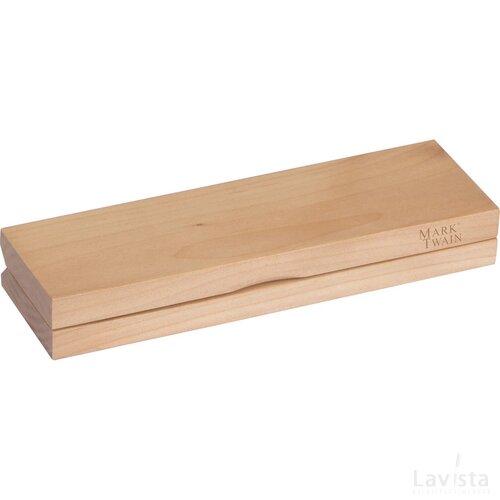 Mark Twain pennenset van hout beige