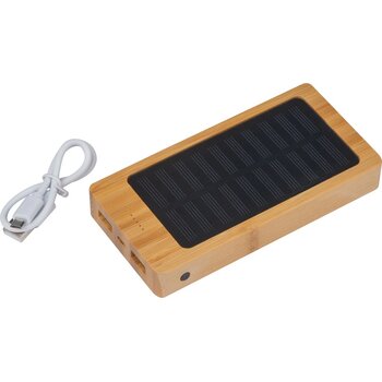 Powerbank met bamboe ommanteling beige