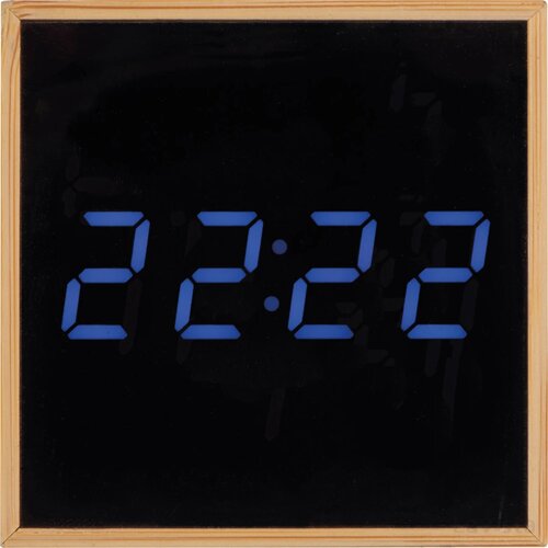 Bureauklok met zwart display en blauwe ledverlichting beige