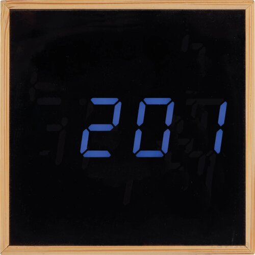 Bureauklok met zwart display en blauwe ledverlichting beige