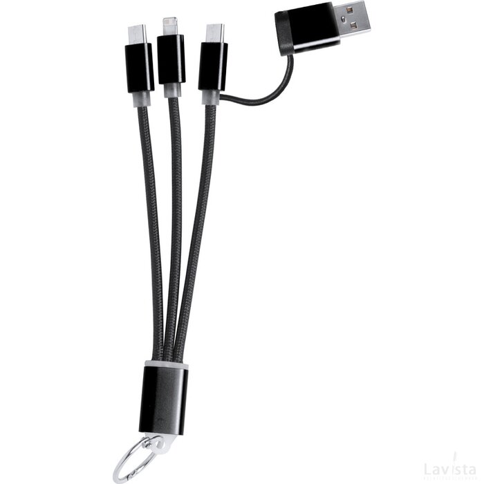 Frecles Sleutelhanger Usb-Oplaadkabel Zwart