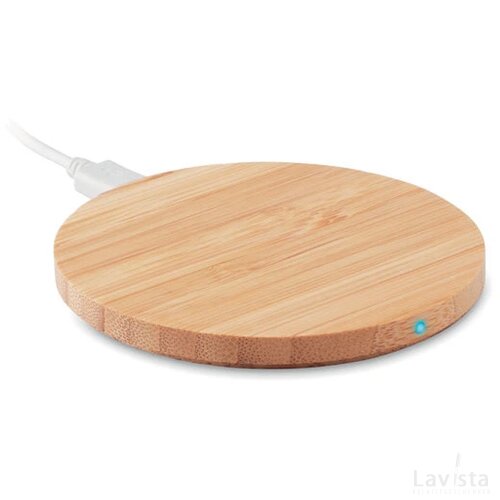 Ronde draadloze bamboe oplader Rundo + hout