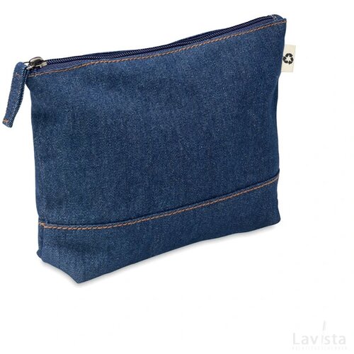 Gerecycled denim toilettasje Style pouch blauw