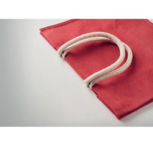 Jute tas met katoenen hengsels Aura rood
