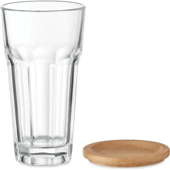 Glas met bamboe deksel Sempre transparant