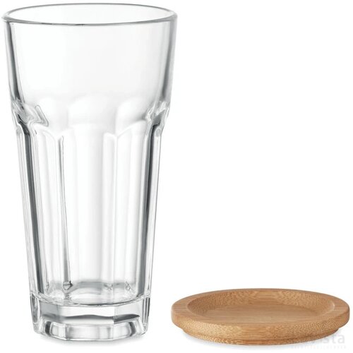 Glas met bamboe deksel Sempre transparant