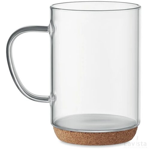 Glazen mok 400ml met kurk bodem Lisbo transparant