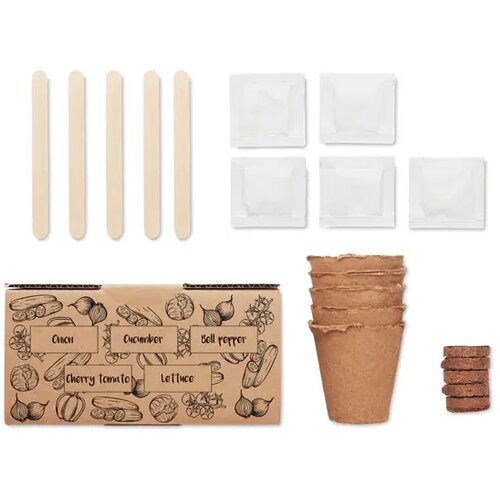 Kweetset met bloemen of salade Beige