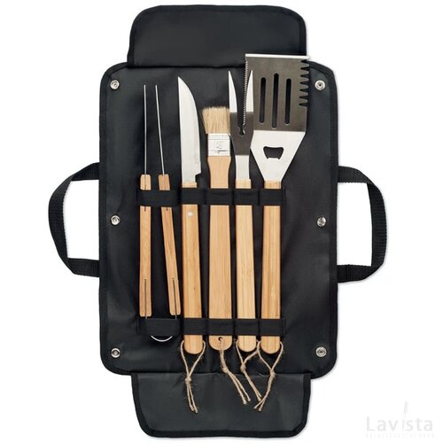 5 bbq gereedschappen in etui Allier zwart