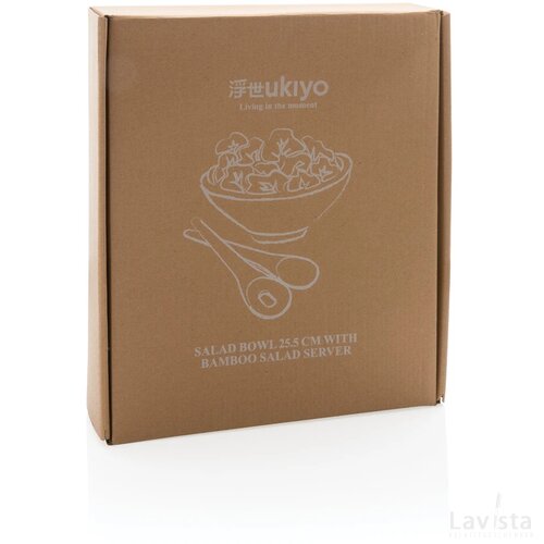 Ukiyo slakom met bamboe saladebestek wit, zwart