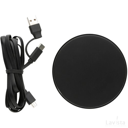 RCS standaard recycled plastic 10W draadloze lader zwart