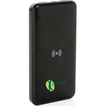 RCS standaard recycled plastic wireless powerbank zwart