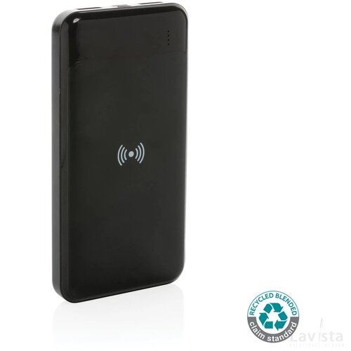 RCS standaard recycled plastic wireless powerbank zwart