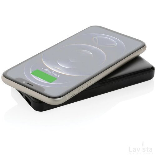 RCS standaard recycled plastic wireless powerbank zwart