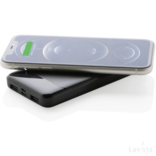 RCS standaard recycled plastic wireless powerbank zwart