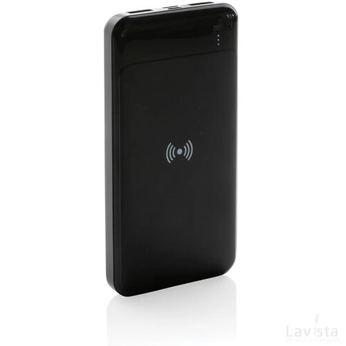 RCS standaard recycled plastic wireless powerbank zwart
