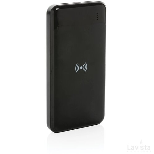 RCS standaard recycled plastic wireless powerbank zwart
