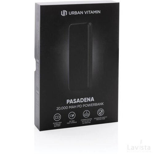 Urban Vitamin Pasadena 20.000 mAh 18W PD powerbank zwart