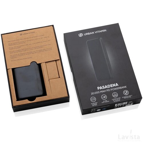 Urban Vitamin Pasadena 20.000 mAh 18W PD powerbank zwart