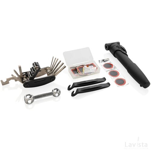 Fietsreparatieset set 17 delig zwart