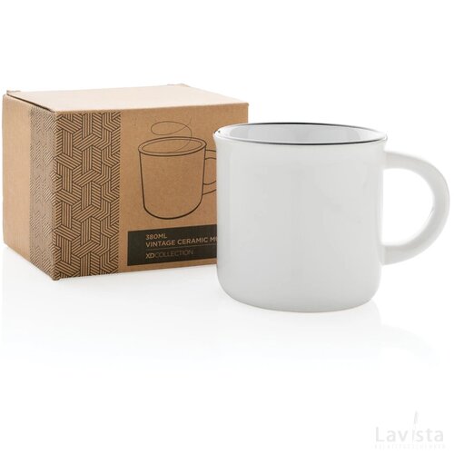 Vintage keramische mok 280 ml wit, wit