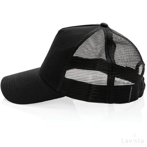 Impact AWARE™ 5 panel recycled katoenen truckercap zwart