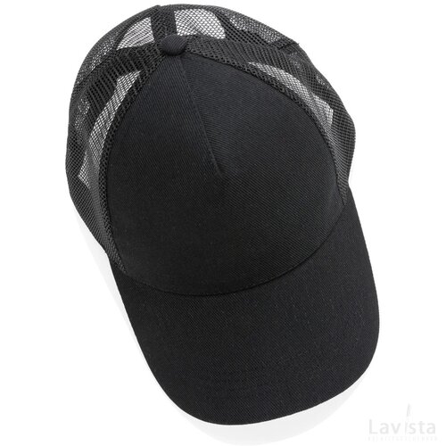 Impact AWARE™ 5 panel recycled katoenen truckercap zwart