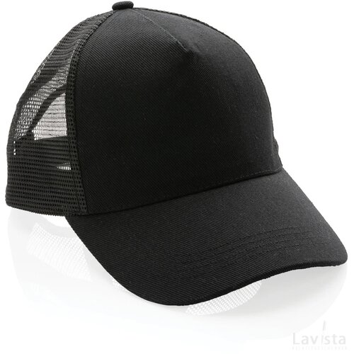 Impact AWARE™ 5 panel recycled katoenen truckercap zwart