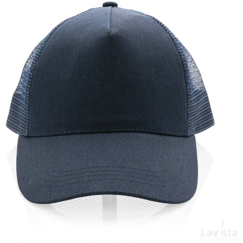 Impact AWARE™ 5 panel recycled katoenen truckercap donkerblauw