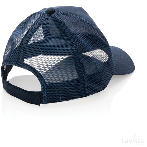 Impact AWARE™ 5 panel recycled katoenen truckercap donkerblauw