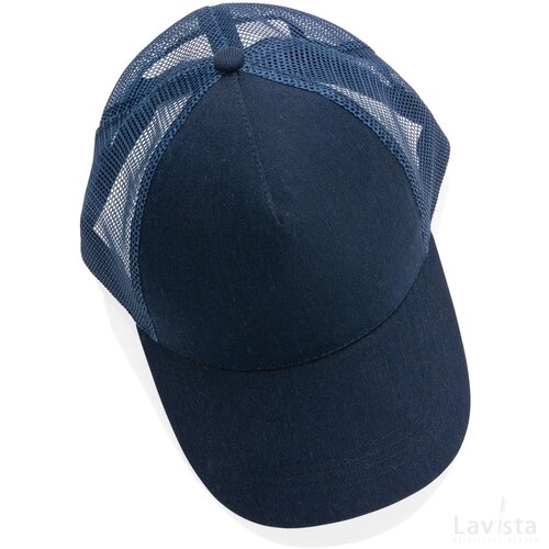 Impact AWARE™ 5 panel recycled katoenen truckercap donkerblauw