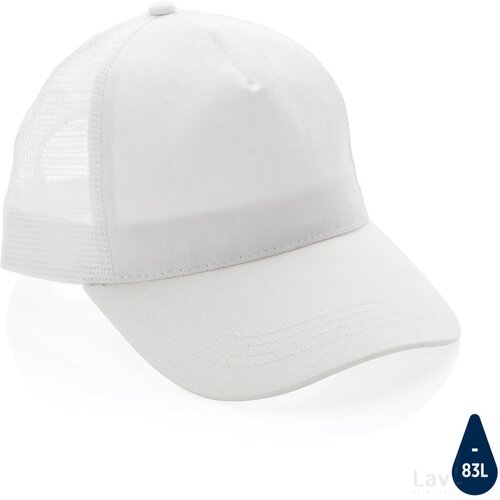 Impact AWARE™ 5 panel recycled katoenen truckercap wit
