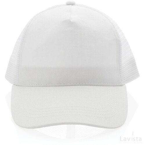 Impact AWARE™ 5 panel recycled katoenen truckercap wit