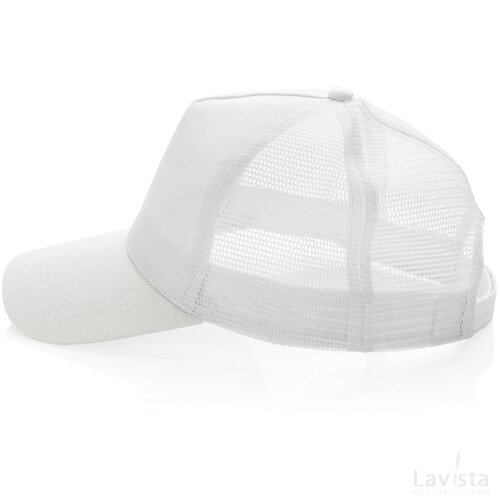 Impact AWARE™ 5 panel recycled katoenen truckercap wit