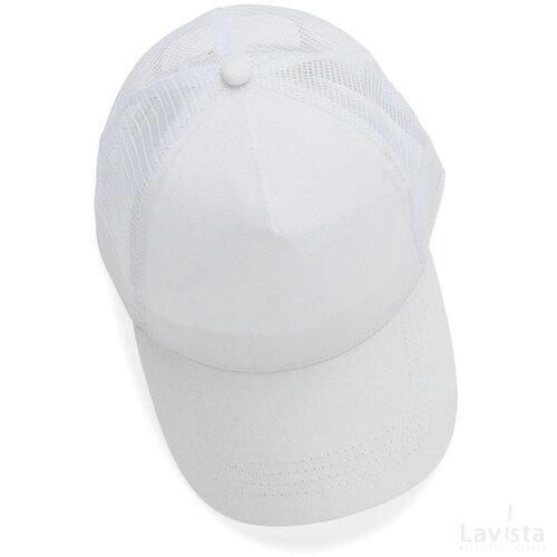 Impact AWARE™ 5 panel recycled katoenen truckercap wit