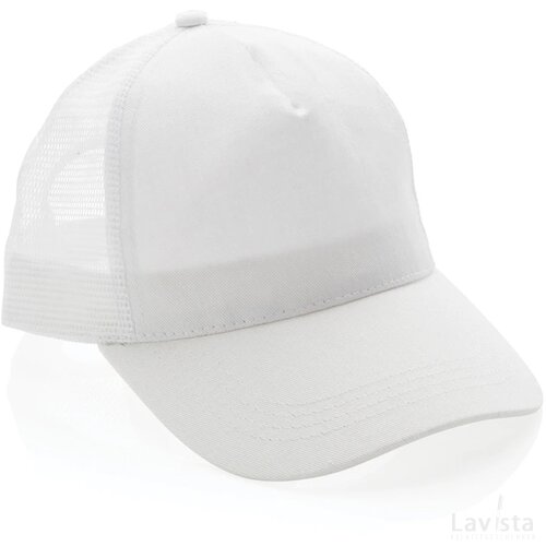 Impact AWARE™ 5 panel recycled katoenen truckercap wit
