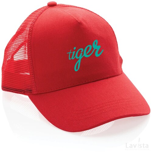 Impact AWARE™ 5 panel recycled katoenen truckercap rood
