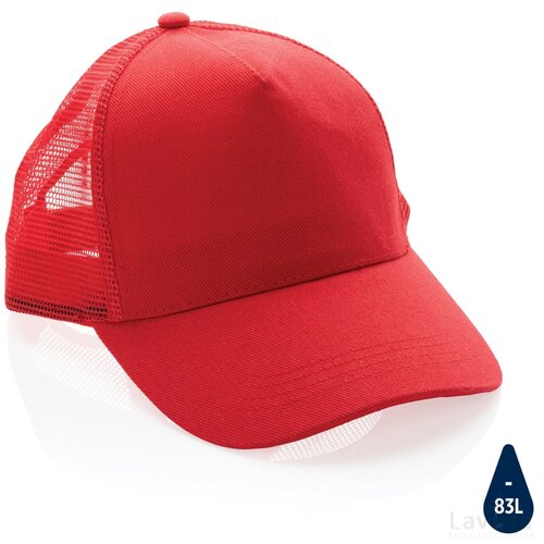 Impact AWARE™ 5 panel recycled katoenen truckercap rood